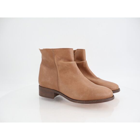 Beek Saddle Quail Zip Up Ankle Booties Size 7.5 Tan Leather Ankle Zip Up Block - Picture 1 of 10